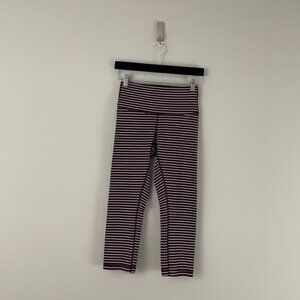 Lululemon Wunder Under Crop Leggings Parallel Stripe Dark Adobe Size 6